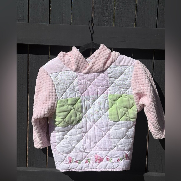 Upcycled Quilted Pink and Green Hoodie - Picture 3 of 8